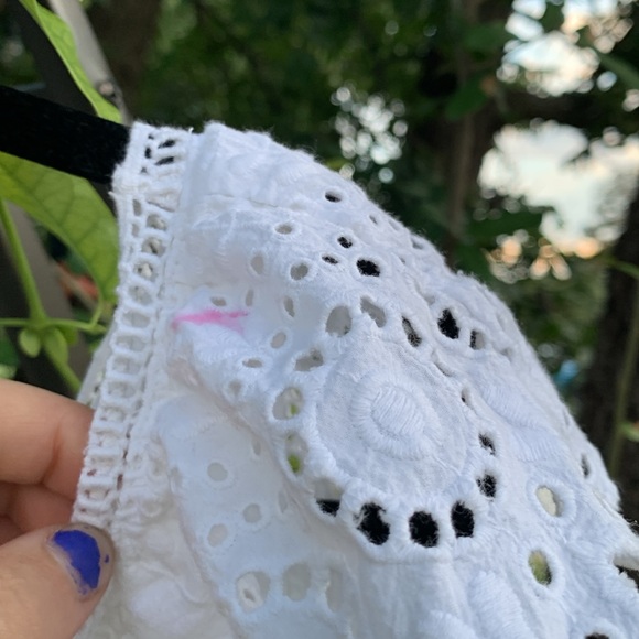 Lilly Pulitzer Plaza Blouse Top Eyelet Embroidery Ruffle Cotton White XL - Picture 6 of 6